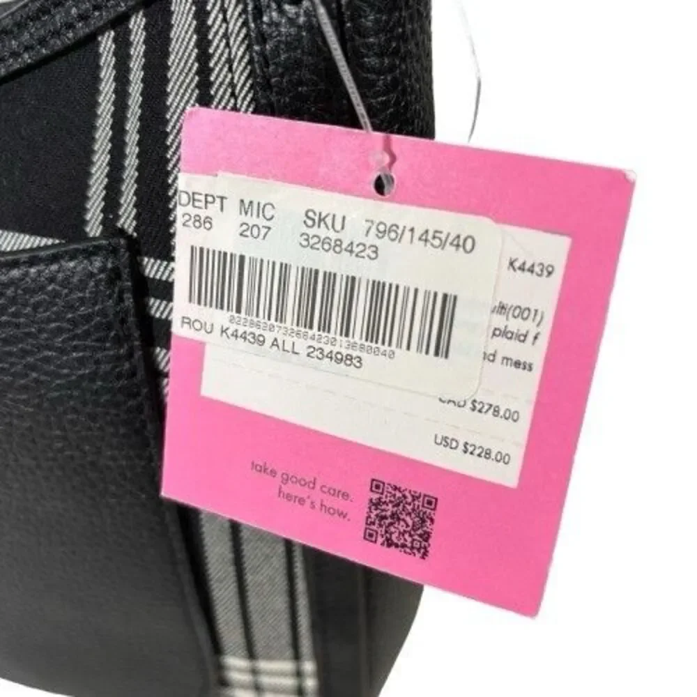 New Kate Spade Roulette Library Plaid Medium Messenger Crossbody Shoulder Bag